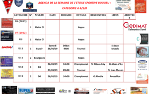 AGENDA DE LA SEMAINE DE L’ETOILE SPORTIVE BOULIEU : CATEGORIE A 4/5/8