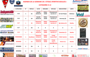 AGENDA DE LA SEMAINE DE L’ETOILE SPORTIVE BOULIEU : CATEGORIE A 11