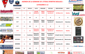 AGENDA DE LA SEMAINE DE L’ETOILE SPORTIVE BOULIEU : CATEGORIE A 11