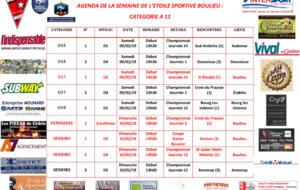 AGENDA DE LA SEMAINE DE L’ETOILE SPORTIVE BOULIEU : CATEGORIE A 11