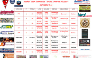 AGENDA DE LA SEMAINE DE L’ETOILE SPORTIVE BOULIEU : CATEGORIE A 11