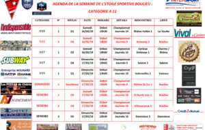 AGENDA DE LA SEMAINE DE L’ETOILE SPORTIVE BOULIEU : CATEGORIE A 11