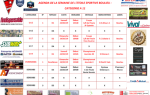 AGENDA DE LA SEMAINE DE L’ETOILE SPORTIVE BOULIEU : CATEGORIE A 11