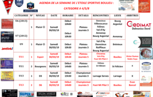 AGENDA DE LA SEMAINE DE L’ETOILE SPORTIVE BOULIEU : CATÉGORIE A 4/5/8