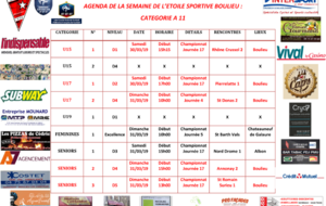 AGENDA DE LA SEMAINE DE L’ETOILE SPORTIVE BOULIEU : CATEGORIE A 11