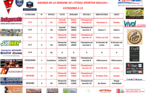 AGENDA DE LA SEMAINE DE L’ETOILE SPORTIVE BOULIEU : CATEGORIE A 11