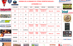 AGENDA DE LA SEMAINE DE L’ETOILE SPORTIVE BOULIEU : CATEGORIE A 11