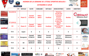AGENDA DE LA SEMAINE DE L’ETOILE SPORTIVE BOULIEU : CATEGORIE A 4/5/8