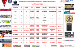 AGENDA DE LA SEMAINE DE L’ETOILE SPORTIVE BOULIEU : CATEGORIE A 11