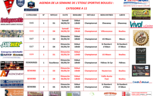 AGENDA DE LA SEMAINE DE L’ETOILE SPORTIVE BOULIEU : CATÉGORIE A 11