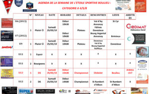 AGENDA DE LA SEMAINE DE L’ETOILE SPORTIVE BOULIEU : CATEGORIE A 4/5/8