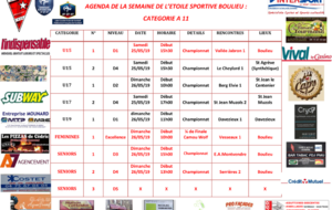 AGENDA DE LA SEMAINE DE L’ETOILE SPORTIVE BOULIEU : CATEGORIE A 11