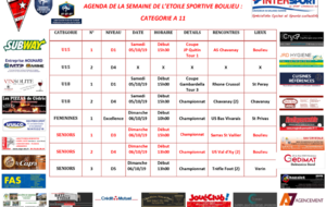 AGENDA DE LA SEMAINE DE L’ETOILE SPORTIVE BOULIEU : CATEGORIE A 11