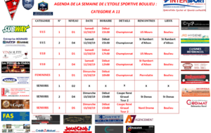 AGENDA DE LA SEMAINE DE L’ETOILE SPORTIVE BOULIEU : CATEGORIE A 11