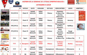 AGENDA DE LA SEMAINE DE L’ETOILE SPORTIVE BOULIEU : CATEGORIE A 4/5/8