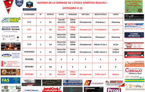 AGENDA DE LA SEMAINE DE L’ETOILE SPORTIVE BOULIEU : CATEGORIE A 11