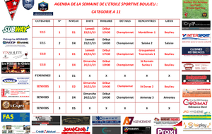 AGENDA DE LA SEMAINE DE L’ETOILE SPORTIVE BOULIEU : CATEGORIE A 11