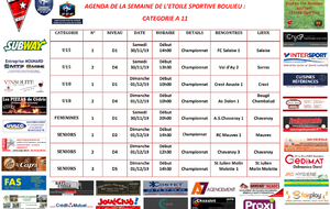 AGENDA DE LA SEMAINE DE L’ETOILE SPORTIVE BOULIEU : CATEGORIE A 11