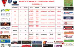 AGENDA DE LA SEMAINE DE L’ETOILE SPORTIVE BOULIEU : CATEGORIE A 11