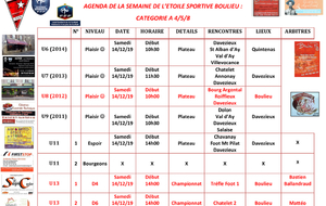 AGENDA DE LA SEMAINE DE L’ETOILE SPORTIVE BOULIEU : CATEGORIE A 4/5/8