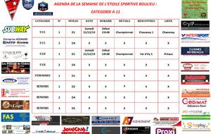 AGENDA DE LA SEMAINE DE L’ETOILE SPORTIVE BOULIEU : CATEGORIE A 11