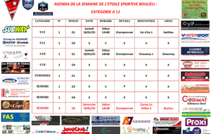 AGENDA DE LA SEMAINE DE L’ETOILE SPORTIVE BOULIEU : CATEGORIE A 11