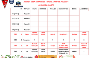 AGENDA DE LA SEMAINE DE L’ETOILE SPORTIVE BOULIEU : CATEGORIE A 4/5/8