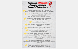Communiqué OFFICIEL : Protocole SANITAIRE à l'intention des parents, éducateurs et joueurs mineurs