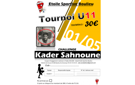 Tournoi U11 &quot;Challenge Kader Sahnoune&quot;