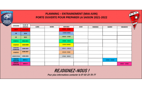 PORTE OUVERTE POUR PREPARER LA SAISON 2021-2022